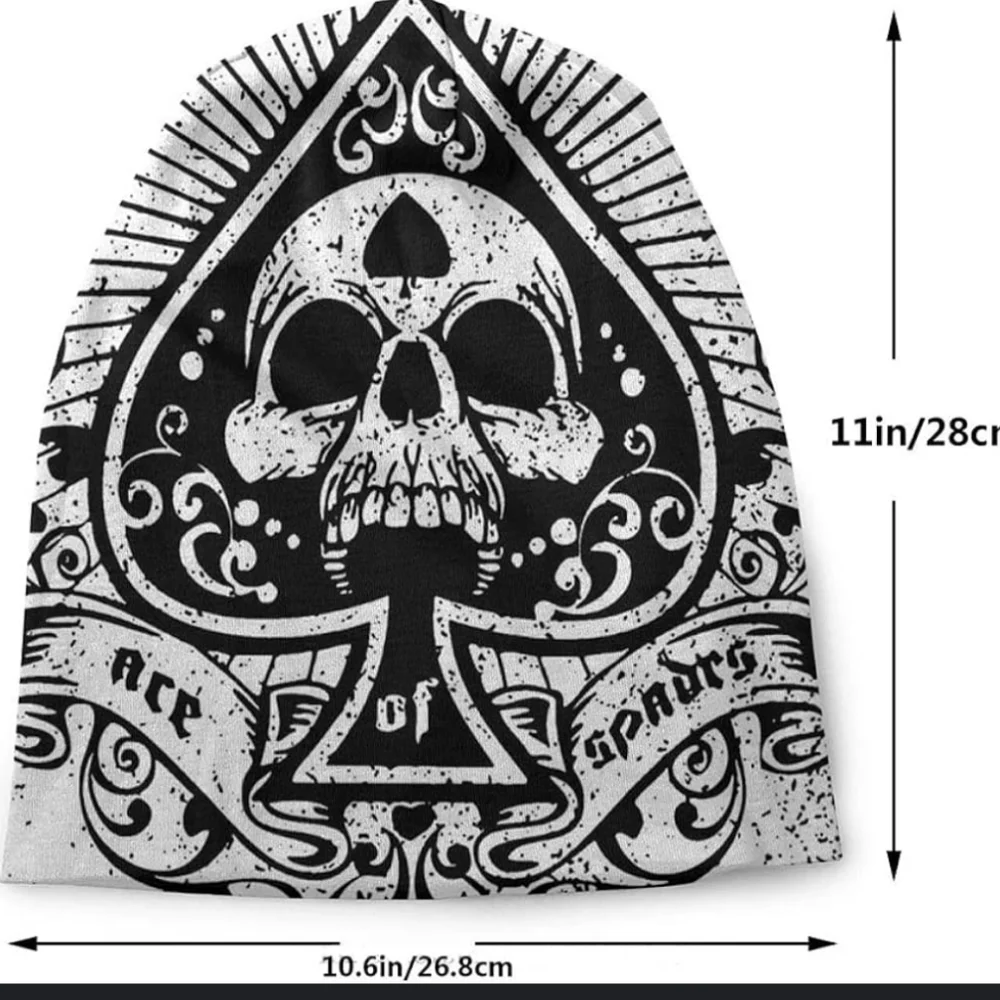 Skull Ace of Spades Men's Slouch Beanie